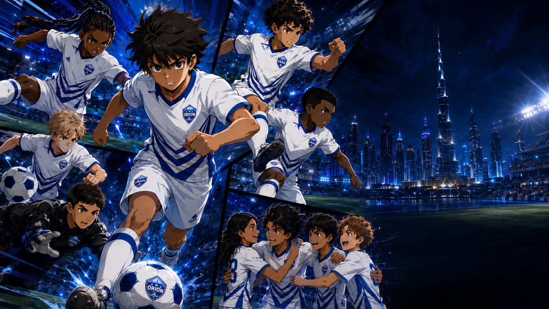 Orion FC youth football academy players training in Dubai