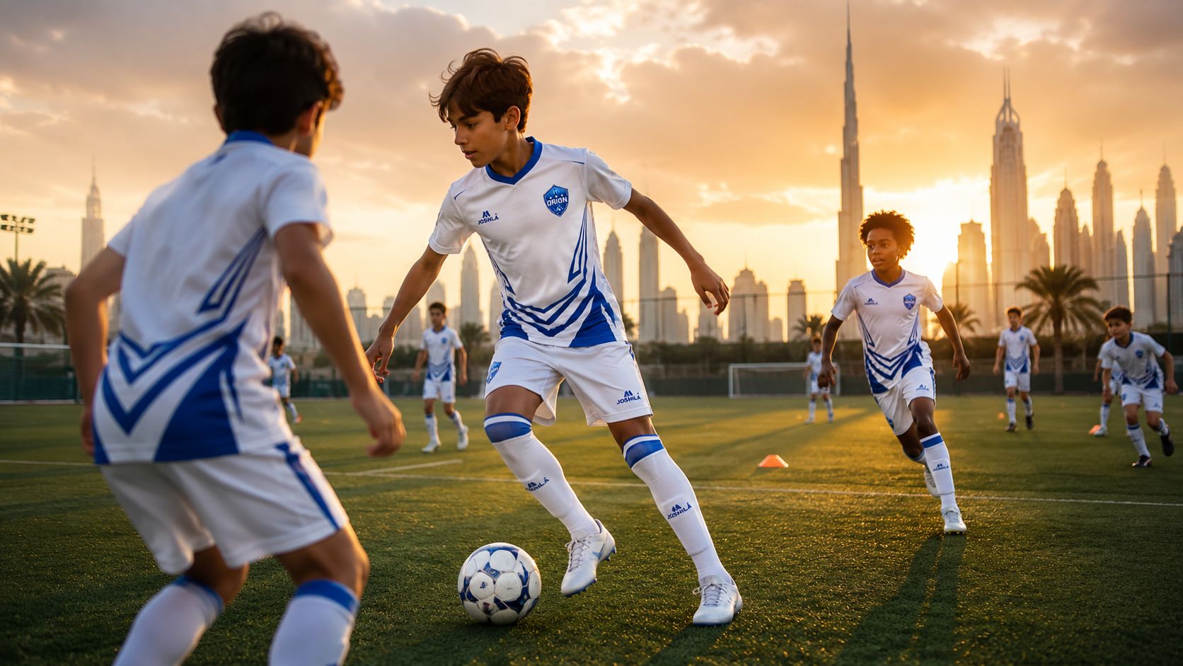 Orion FC youth player striking the football